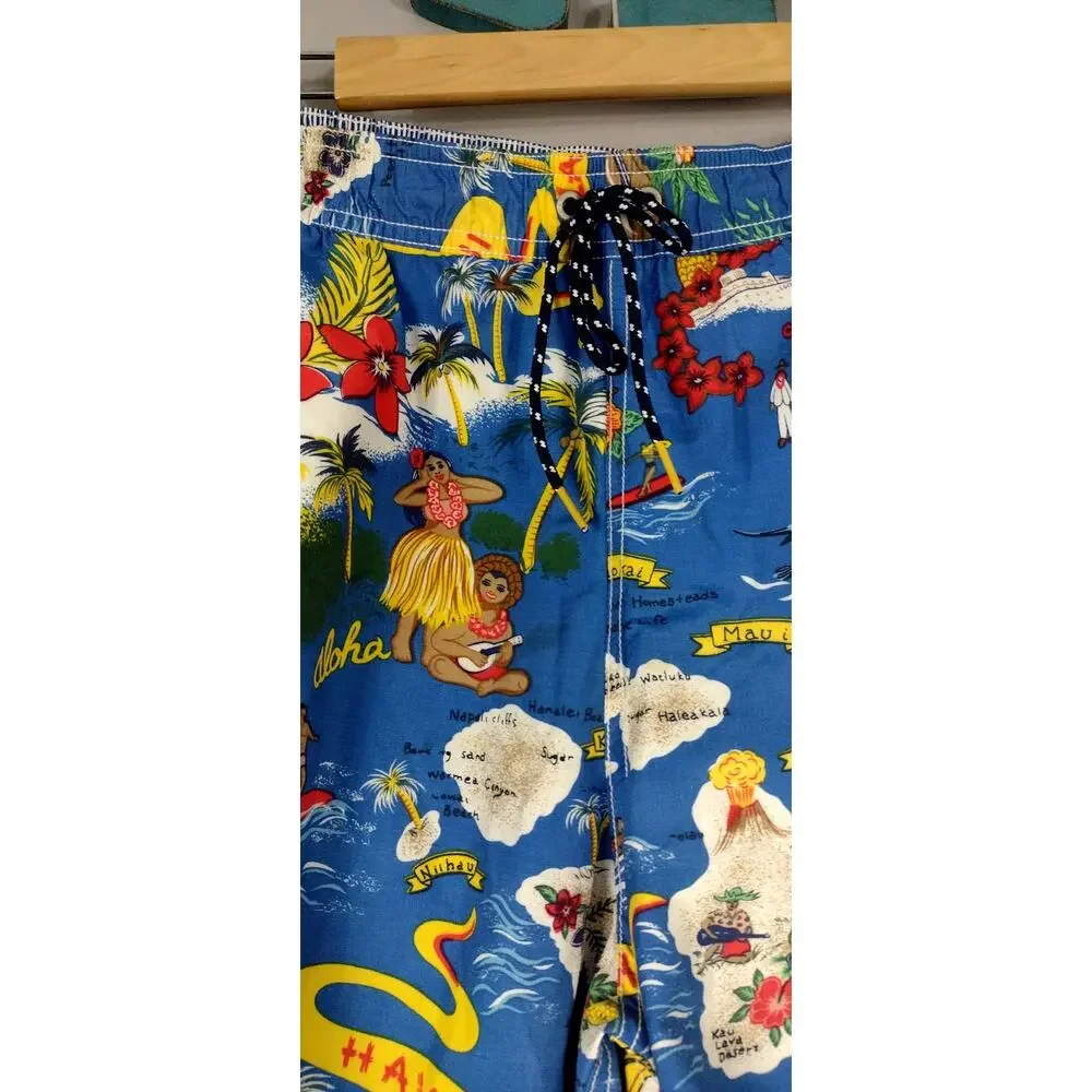 Tommy Hilfiger Men's Hawaiian Theme Swim Trunks Mesh Size XL beachy travelwear